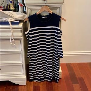 Navy and white cold shoulder Trina Turk dress